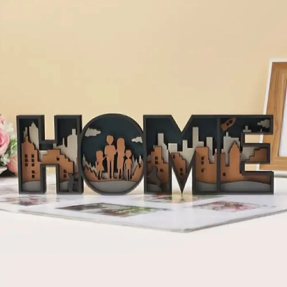 NEW! Trendy 3D Laser Cut Layered HOME Shelf Sitter Farmhouse Mother's Day Gift